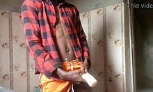 when home alone, i fucked my silicone toy vaginally with my monster cock