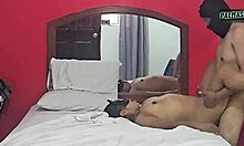 Homemade video of horny whore bent over doggystyle getting creampie without condom