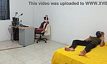 Young Latina step sister sits watching as I masturbate in front of her during homemade roleplay