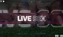 Lucy Devours Four Pussies Covered in Fluids During Intense Squirting Orgasms and Licking