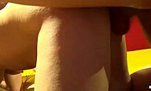 Amateur whore receives anal creampie in threesome with milf assfucking