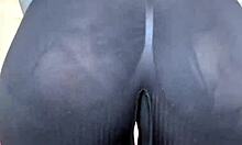 Look at this milf's big tits through leggings