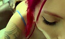 Redhead hotwife bends over for black cock.