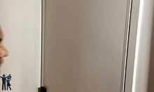 Neighbor takes advantage of shower defect to fuck brunette with monster cock.