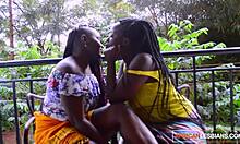 These horny Nigerian BBW lesbians finger and eat each other's hairy pussy