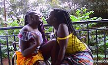 These horny Nigerian BBW lesbians finger and eat each other's hairy pussy