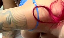 Redhead hotwife bends over for black cock.