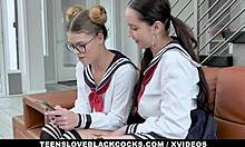 teen girls shake with orgasms on big black cocks, loving leah lee and kyra rose