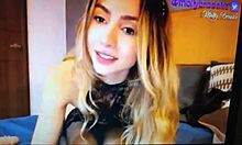 sexy blonde teen slut talks dirty on webcam blowjob