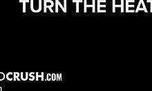 leila cove teasing her shaved pussy in thong while mike mancini watches