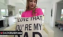 leila cove teasing her shaved pussy in thong while mike mancini watches