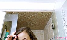 brunette model takes a shower