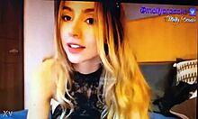 sexy blonde teen slut talks dirty on webcam blowjob