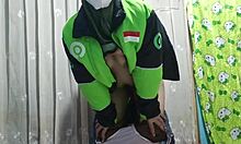 Prank leads to bent-over fucking and licking with hairy delivery girl