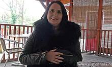 Chubby Sarah Jane masturbates publicly and flashes big tits 😏