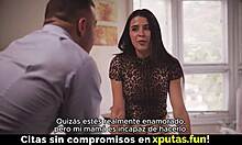 Brunette Stepdaughter Wants to Fuck - Spanish Sub in Voyeur Scene