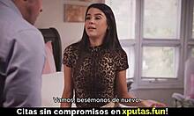 Brunette stedatter vil knulle - spansk tekst i voyeur scene