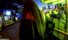 Blowjob in amusement park then quick standing fuck after back home