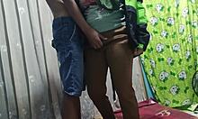 Prank leads to bent-over fucking and licking with hairy delivery girl