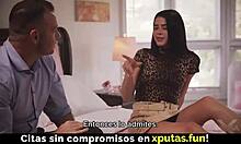 Brunette Stepdaughter Wants to Fuck - Spanish Sub in Voyeur Scene