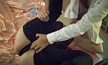 1253 - rushes 01- white slut thong and corset spandex pants heels blowjob pov doggy style