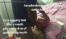 mexican wrestler girl wrestles the cock in her mouth during the match