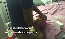 mexican wrestler girl wrestles the cock in her mouth during the match