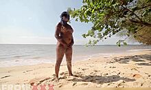 Caribbean Girl Naked at Beach After Shower