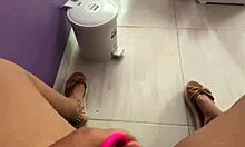 Latina Gets Cunt Fingered in Public Toilet Before Clients