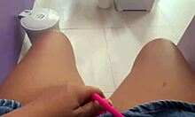 Latina Gets Cunt Fingered in Public Toilet Before Clients