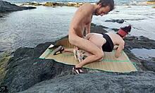 clandestine fuck in a paradise corner, he licks me and we fuck outdoors