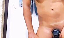 Standing anal fuck with blowjob and pissing.