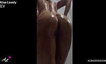 Specific Sexy Blonde Babe Alisa Lovely Teases Her Body in Steamy Shower Scene