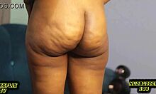 Sexy hot ebony shay strips pants, twerks that chubby ass and shows shaved pussy!