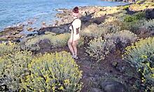 clandestine fuck in a paradise corner, he licks me and we fuck outdoors