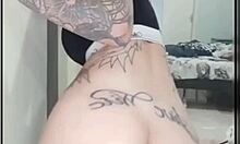Rachel Miranda Tattooed Brazilian Pornstar Sits On Dildo With Big Tits