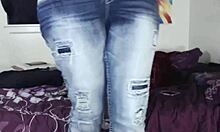 Latina goddess punishes nerd in card game striptease