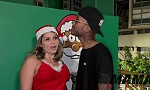 Amateur friend fucks ass on Christmas Eve in sheer outfit