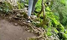 Risky outdoor quickie with young teen in POV.