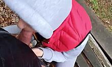 Risky outdoor quickie with young teen in POV.