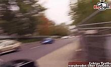 Shy student tourist tries outdoor sex with German macho pickup guy