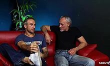 That black hair milf jasmine lau is seduced into mmf threesome by old and young guys