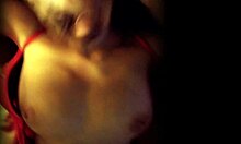 Slut wife takes cumshot on tits in stockings close-up