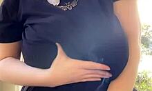 alt milf next door smoking outdoors with natural tits panties big tits fetish fat chubby piercing