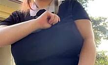 alt milf next door smoking outdoors with natural tits panties big tits fetish fat chubby piercing