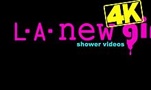 Stunning bronze skin model took a shower