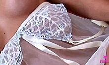 Sweet Julie plays with trimmed pussy solo late at night