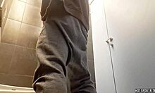 Sexy And Risky Masturbation In A Public Bathroom