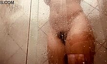milf films herself washing her hairy pussy in the bathroom