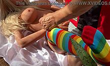 Linda In Stockings Wants To Give Pussy From Front With Sex Toy